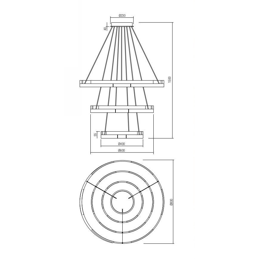 Redo 01-3181 - Led Dimmable κρεμαστό φωτιστικό οροφής CASTLE LED/80W/230V χρυσαφί