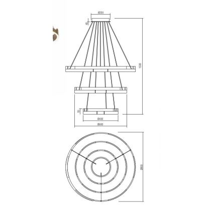 Redo 01-3182 - Led Dimmable κρεμαστό φωτιστικό οροφής CASTLE LED/80W/230V μαύρο