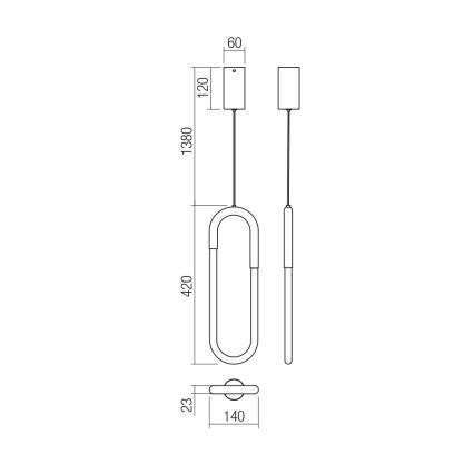 Redo 01-3183 - Led Dimmable κρεμαστό φωτιστικό οροφής LATIUM LED/9W/230V ορείχαλκος