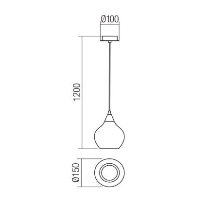 Redo 01-3190 - Πολύφωτο με συρματόσχοινο TANNER 1xE14/28W/230V διάμετρος 15 cm