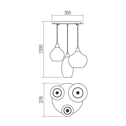Redo 01-3192 - Κρεμαστό φωτιστικό οροφής TANNER 3xE14/28W/230V διάμετρος 37,6 cm