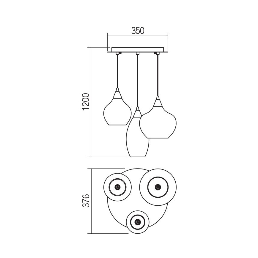 Redo 01-3192 - Κρεμαστό φωτιστικό οροφής TANNER 3xE14/28W/230V διάμετρος 37,6 cm