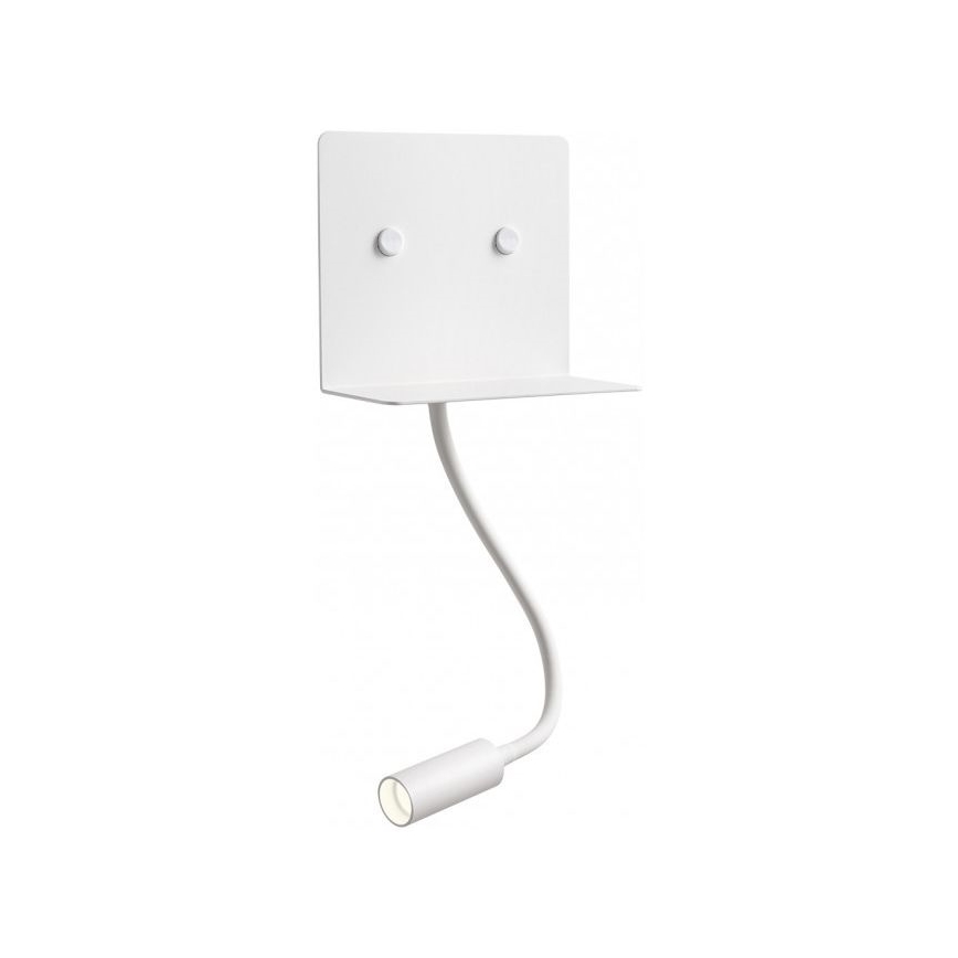 Redo 01-3210 - Φωτιστικό τοίχου LED με εύκαμπτο σποτάκι ανάγνωσης MOKA LED/6W + LED/3W/230V USB CRI90 λευκό