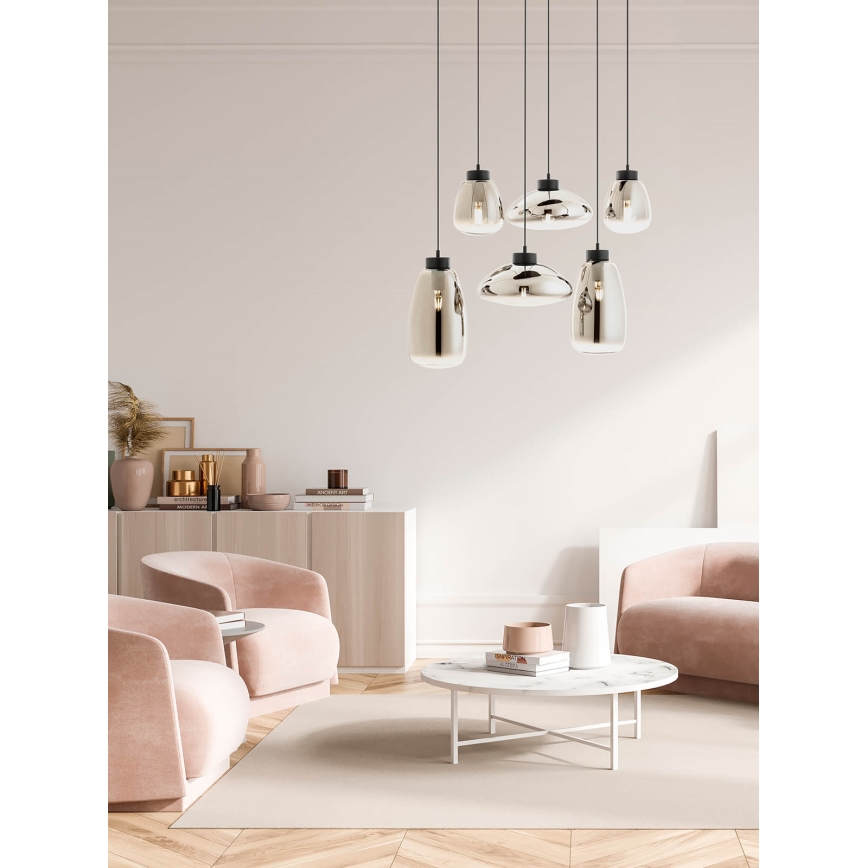 Redo 01-3212 - Κρεμαστό φωτιστικό οροφής LUKE 6xE27/42W/230V μαύρο