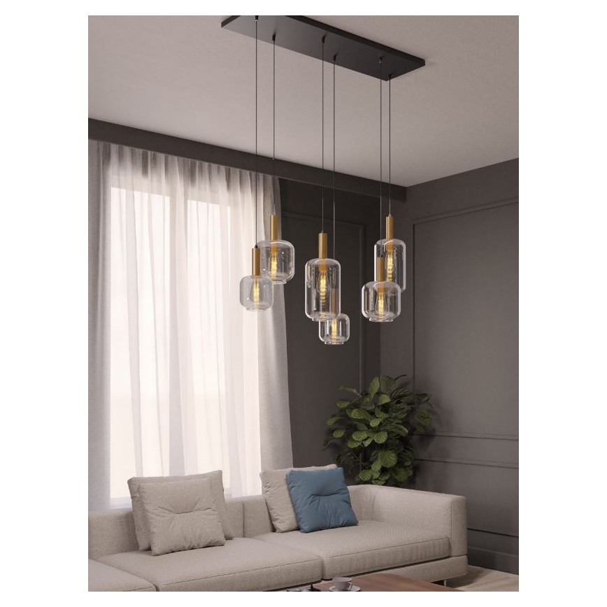 Redo 01-3215 - Πολύφωτο με συρματόσχοινο BRINA 6xE27/23W/230V