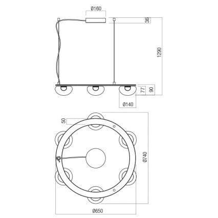 Redo 01-3247- Led Dimmable κρεμαστό φωτιστικό οροφής SINCLAIR LED/37,2W/230V CRI 93 IP21 χρυσαφί