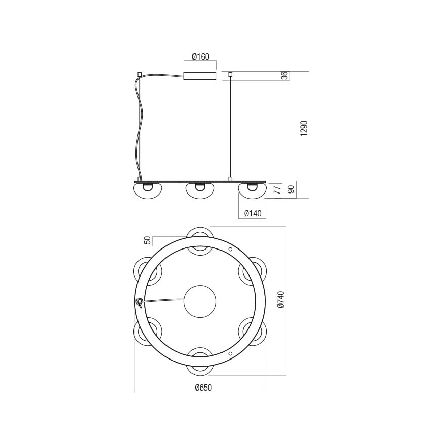 Redo 01-3248- Led Dimmable κρεμαστό φωτιστικό οροφής SINCLAIR LED/37,2W/230V CRI 93 IP21 μαύρο