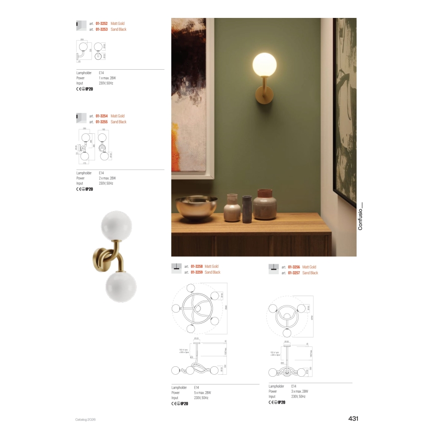 Redo 01-3259 - Πολυέλαιος σε ράβδο CONFUSIO 5xE14/28W/230V Ø 96 cm μαύρο