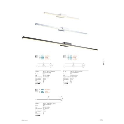 Redo 01-3268 - Φωτισμός καθρέφτη μπάνιου LED ASTON LED/12W/230V 60 cm CRI 90 IP44 λευκό
