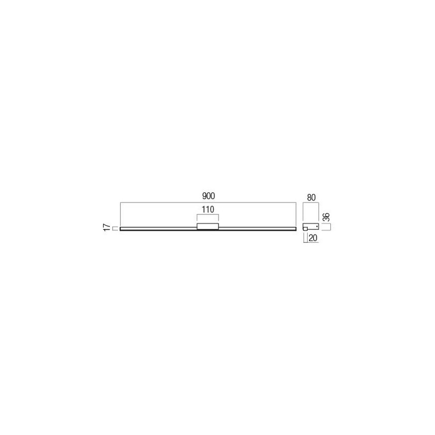 Redo 01-3273 - ASTON LED φωτιστικό για καθρέφτη μπάνιου, 18W, 230V, 3000/4000K, 90 cm, CRI 90, IP44, μαύρο