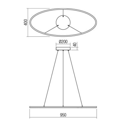 Redo 01-3338 - LED ρυθμιζόμενο κρεμαστό φωτιστικό με καλώδιο LEO LED/48W/230V 3000/4000K CRI 90 μπρονζέ