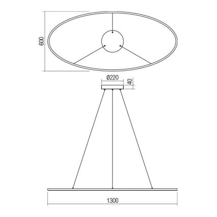 Redo 01-3341 - Κρεμαστός ρυθμιζόμενος πολυέλαιος LED σε καλώδιο LEO LED/67W/230V 3000/4000K CRI 90 60x130 cm μπρονζέ