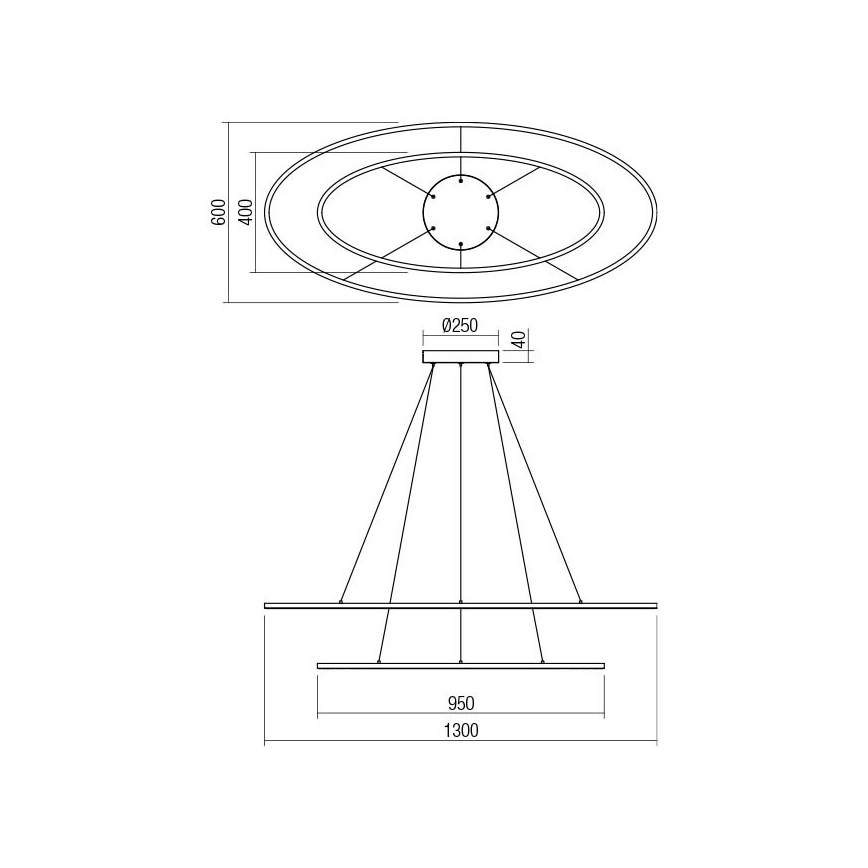 Redo 01-3342 - LED Ρυθμιζόμενο κρεμαστό φωτιστικό με καλώδιο LEO LED/115W/230V 3000/4000K CRI 90 60x130 cm λευκό