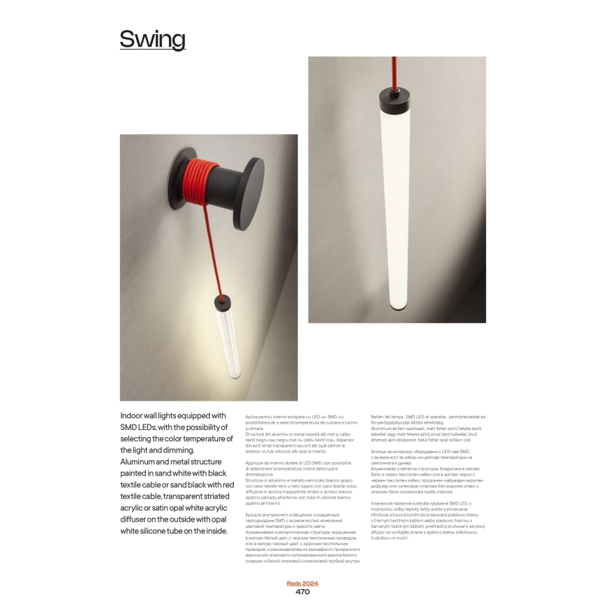 Redo 01-3361 - Ρυθμιζόμενο επιτοίχιο φωτιστικό LED SWING LED/9W/230V 3000/4000K CRI 90 λευκό