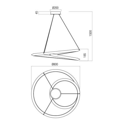 Redo 01-3378 - Ρυθμιζόμενο κρεμαστό LED φωτιστικό σε καλώδιο STORM LED/60W/230V 3000/4000/6000K CRI 90 Ø 80 cm μαύρο