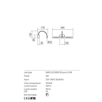 Redo 01-3464 - Φωτιστικό πίνακα LED KENDO LED/6W/230V 34,4 cm CRI 92 λευκό