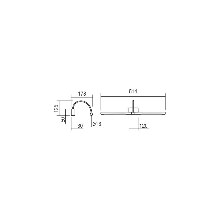 Redo 01-3467 - Φωτιστικό πίνακα LED KENDO LED/11W/230V 51,4 cm CRI 92 μαύρο