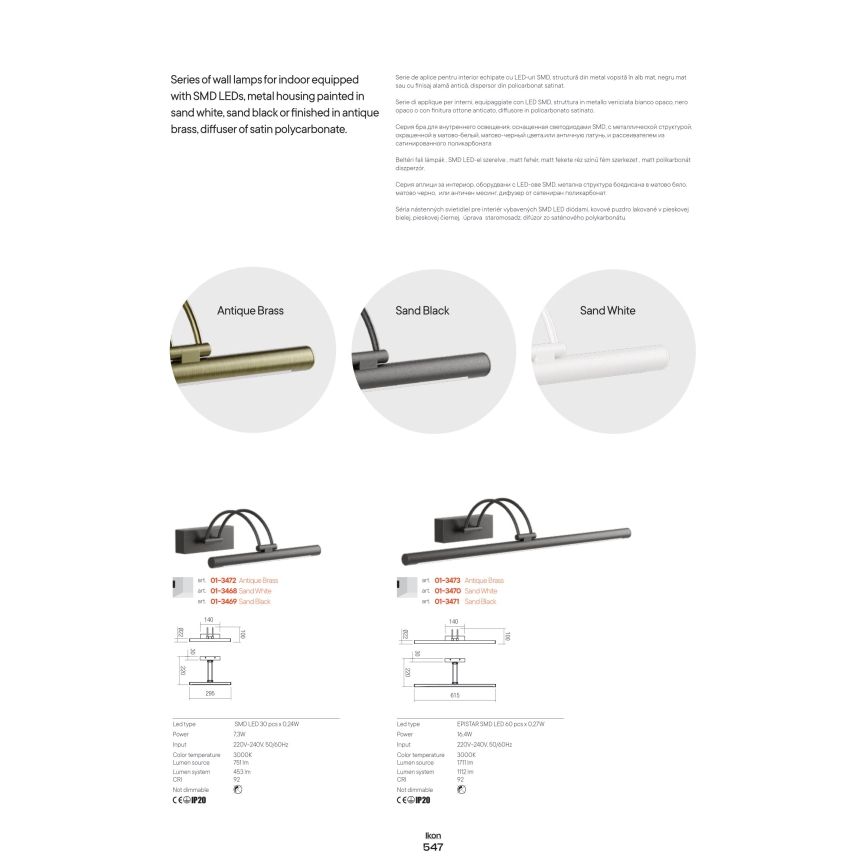 Redo 01-3468 - Φωτιστικό πίνακα LED IKON LED/7,3W/230V 29,5 cm CRI 92 λευκό