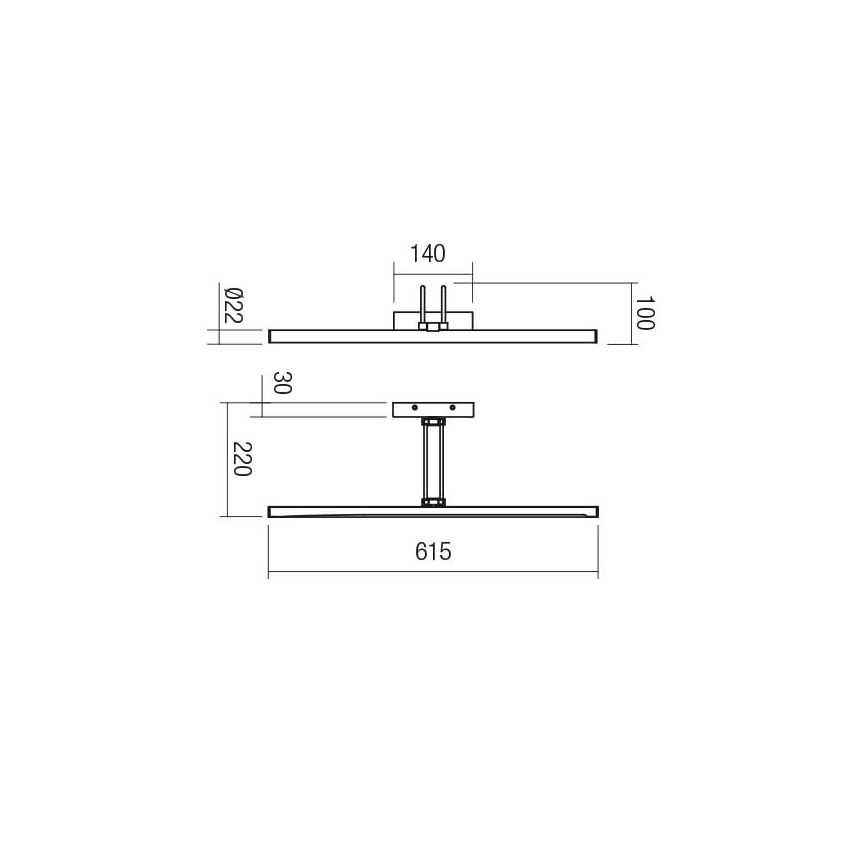 Redo 01-3471 - Φωτιστικό πίνακα LED IKON LED/16,4W/230V 61,5 cm CRI 92 μαύρο