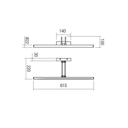 Redo 01-3471 - Φωτιστικό πίνακα LED IKON LED/16,4W/230V 61,5 cm CRI 92 μαύρο