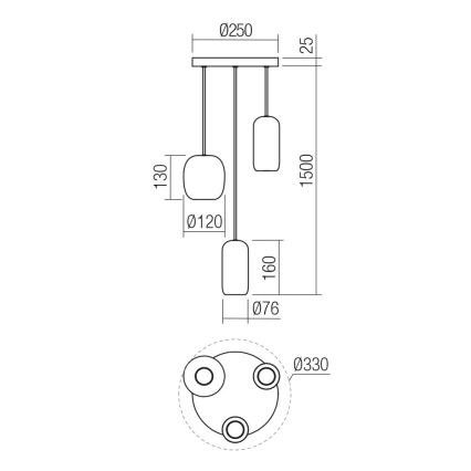 Redo 01-3480 - Κρεμαστό φωτιστικό οροφής BOOM 3xGU10/10W/230V διάμετρος 33 cm μαύρο/πράσινο/καφέ