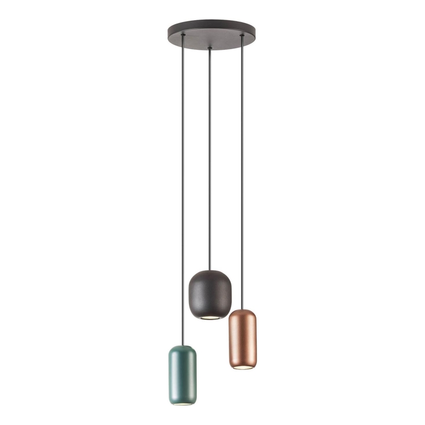 Redo 01-3480 - Κρεμαστό φωτιστικό οροφής BOOM 3xGU10/10W/230V διάμετρος 33 cm μαύρο/πράσινο/καφέ