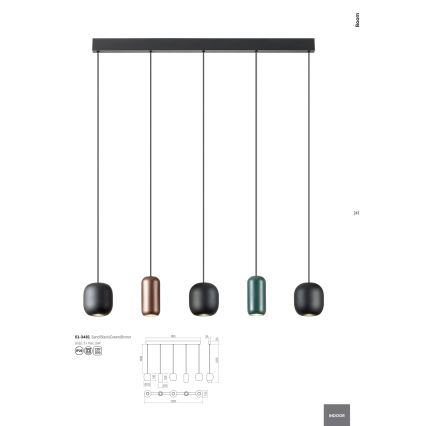 Redo 01-3481 - Κρεμαστό φωτιστικό οροφής BOOM 5xGU10/10W/230V μαύρο/πράσινο/καφέ