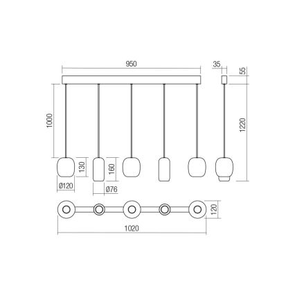 Redo 01-3481 - Κρεμαστό φωτιστικό οροφής BOOM 5xGU10/10W/230V μαύρο/πράσινο/καφέ