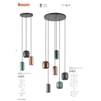 Redo 01-3482 - Κρεμαστό φωτιστικό οροφής BOOM 6xGU10/10W/230V διάμετρος 48 cm μαύρο/πράσινο/καφέ