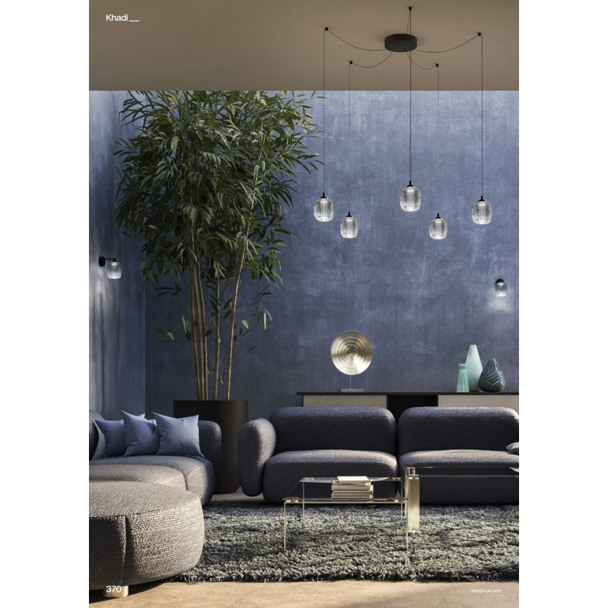 Redo 01-3487 - LED ρυθμιζόμενο κρεμαστό φωτιστικό σε καλώδιο KHADI 5xLED/5,2W/230V CRI 90 σχεδίαση αράχνης μαύρο/καπνιστό