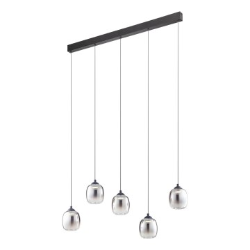 Redo 01-3490 - Ρυθμιζόμενος LED πολυέλαιος με καλώδιο KHADI 5xLED/5,2W/230V CRI 90 μαύρο/καπνιστό