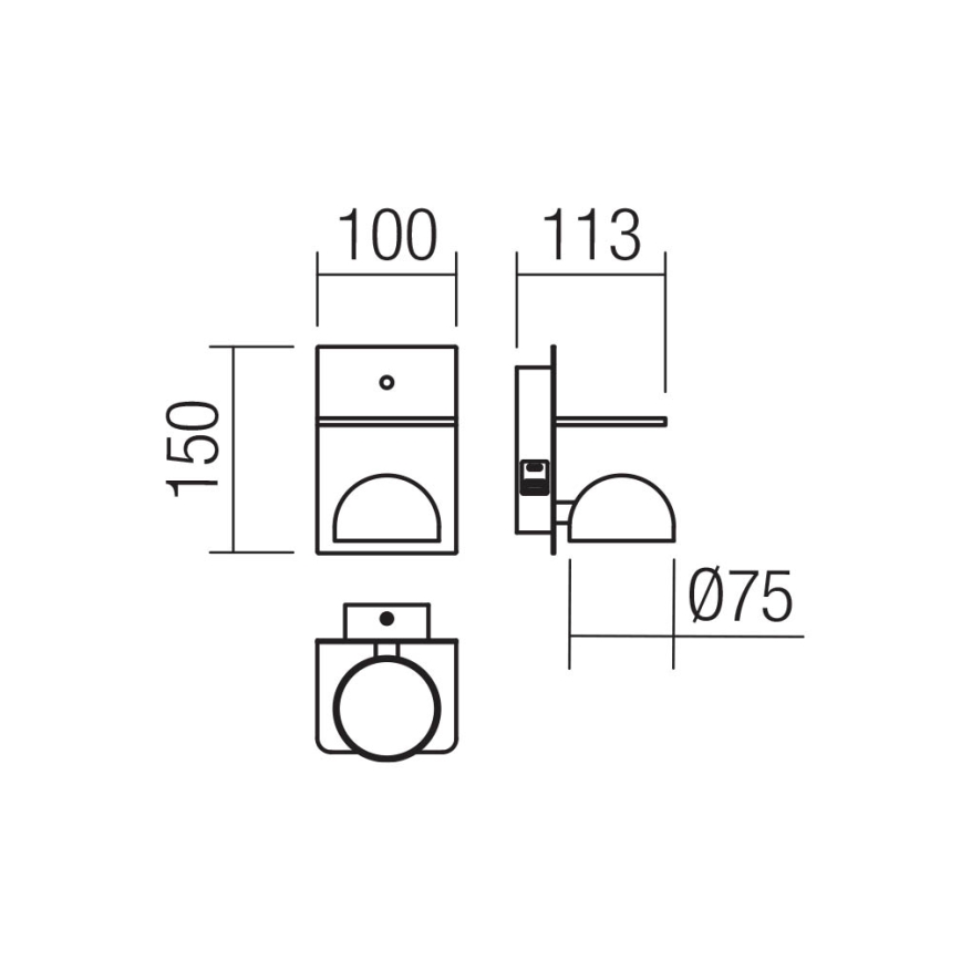 Redo 01-3491 - Φωτιστικό σποτ τοίχου LED SEIBI LED/7W/230V USB CRI 90 λευκό