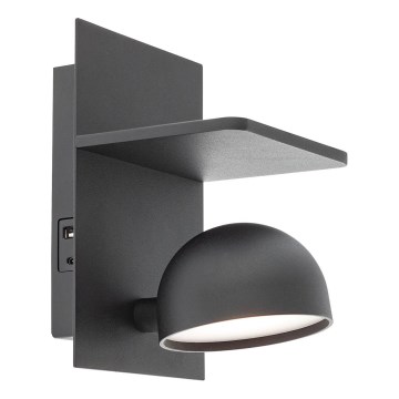 Redo 01-3491 - Φωτιστικό σποτ τοίχου LED SEIBI LED/7W/230V USB CRI 90 μαύρο