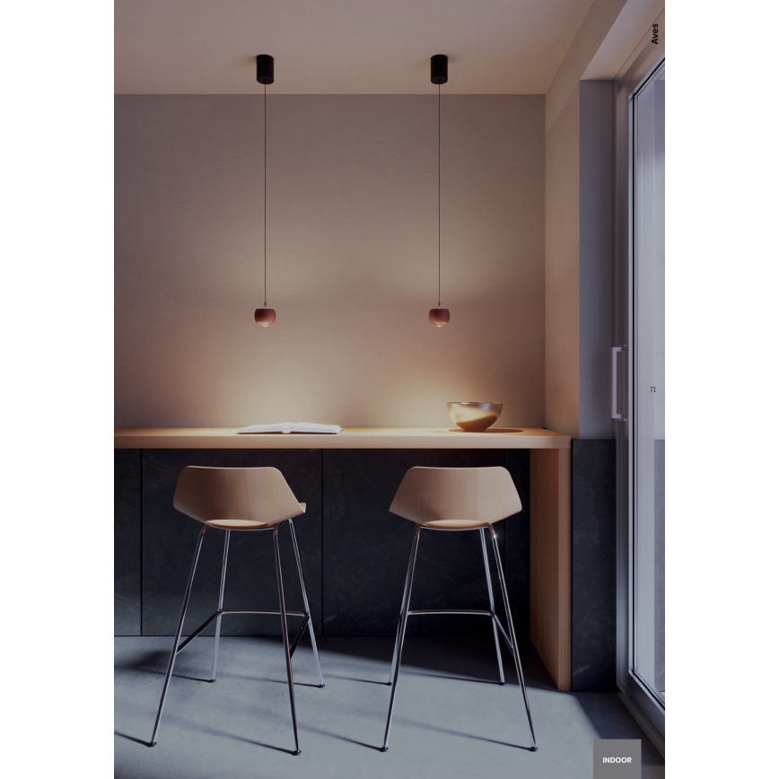 Redo 01-3547 -  Κρεμαστό φωτιστικό οροφής LED AVES LED/12W/230V διάμετρος 9,6 cm CRI 90 χρυσό