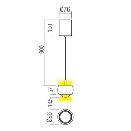 Redo 01-3547 -  Κρεμαστό φωτιστικό οροφής LED AVES LED/12W/230V διάμετρος 9,6 cm CRI 90 χρυσό