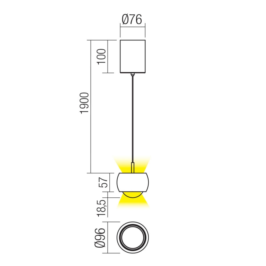 Redo 01-3550 -  Κρεμαστό φωτιστικό οροφής LED AVES LED/12W/230V διάμετρος 9,6 cm CRI 90 μαύρο