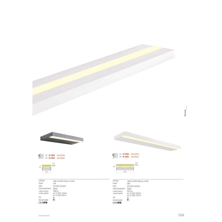 Redo 01-3552 - Φωτιστικό τοίχου LED SEED LED/15W/230V λευκό