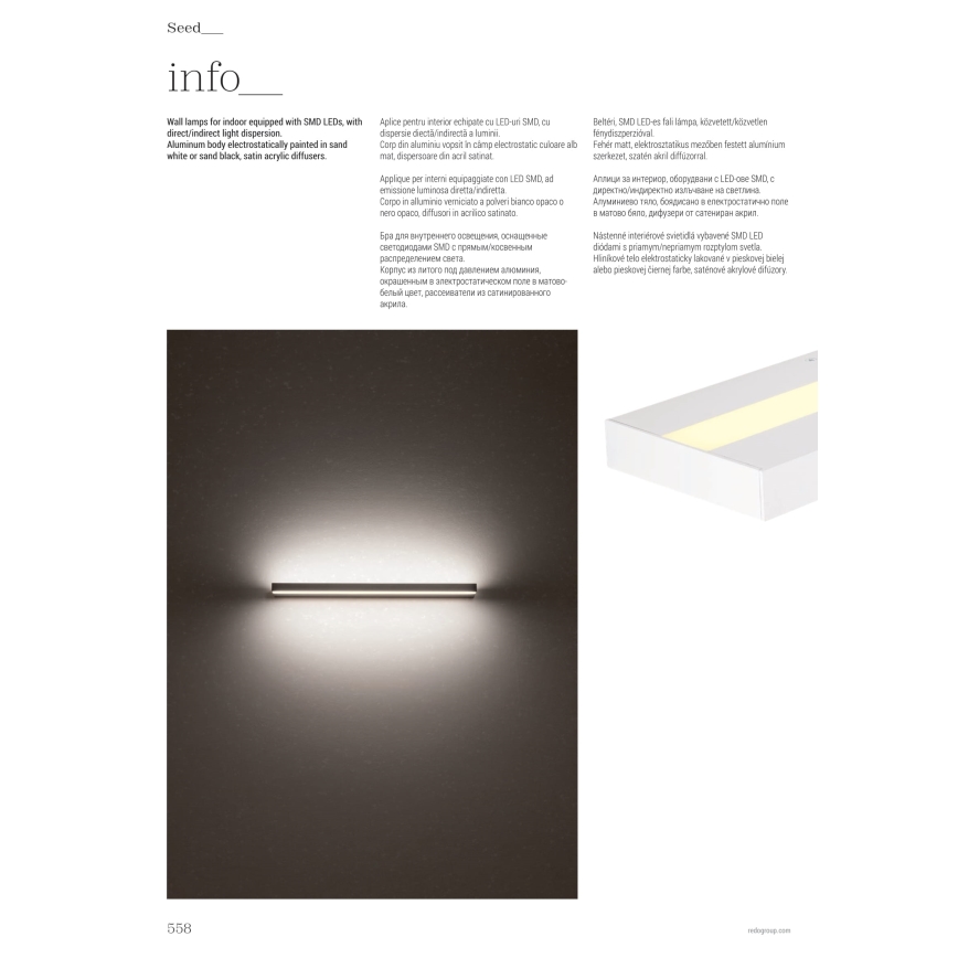 Redo 01-3552 - Φωτιστικό τοίχου LED SEED LED/15W/230V λευκό