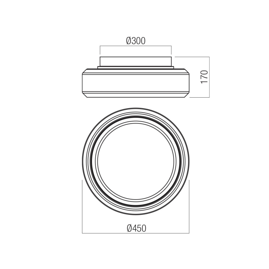 Redo 01-3590 - Φωτιστικό οροφής LED SOLERA LED/36W/230V διάμετρος 45 cm CRI 93 3000/4000K γκρι