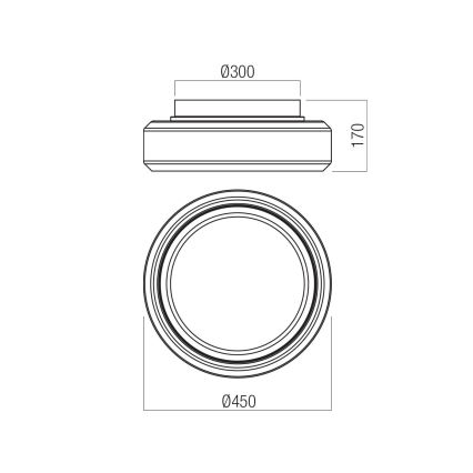 Redo 01-3590 - Φωτιστικό οροφής LED SOLERA LED/36W/230V διάμετρος 45 cm CRI 93 3000/4000K γκρι