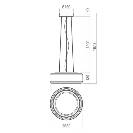 Redo 01-3591 -  Κρεμαστό φωτιστικό οροφής LED SOLERA LED/24W/230V διάμετρος 35 cm CRI 93 3000/4000K γκρι