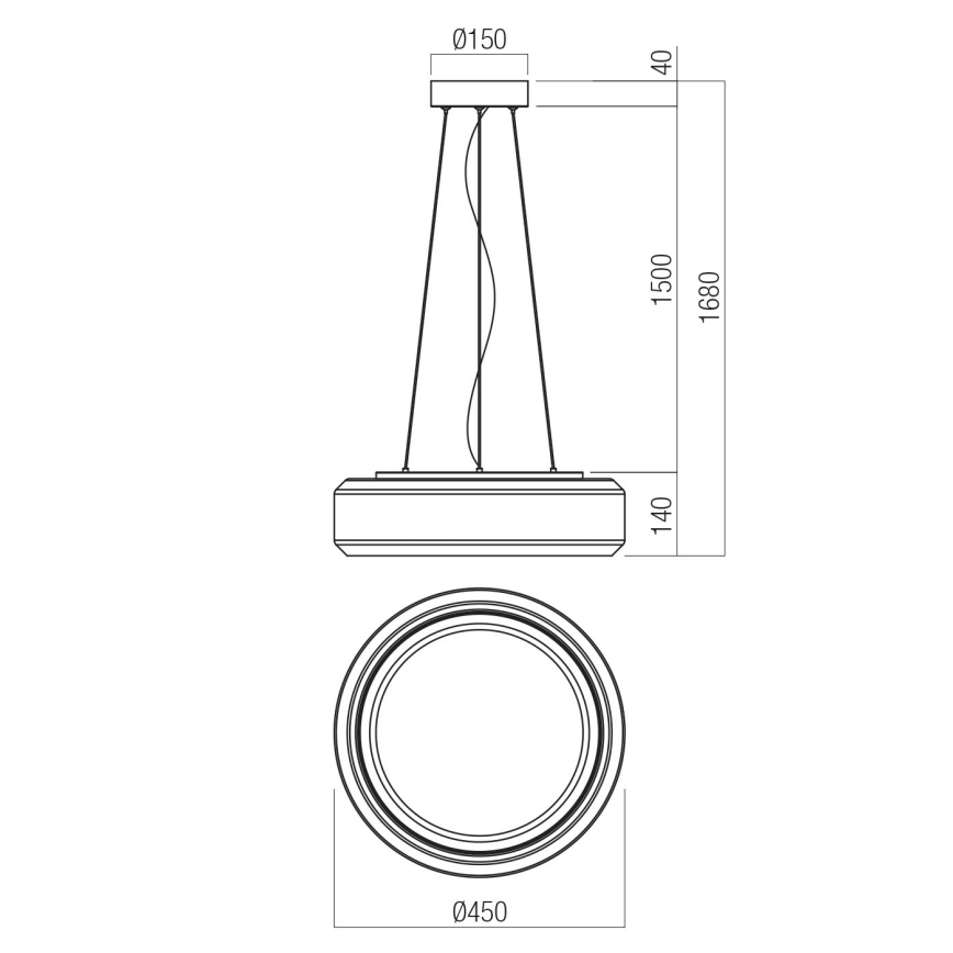 Redo 01-3592 -  Κρεμαστό φωτιστικό οροφής LED SOLERA LED/36W/230V διάμετρος 45 cm CRI 93 3000/4000K γκρι