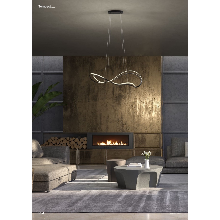 Redo 01-3599 - Ρυθμιζόμενο κρεμαστό φωτιστικό με καλώδιο TEMPEST LED/58W/230V μαύρο