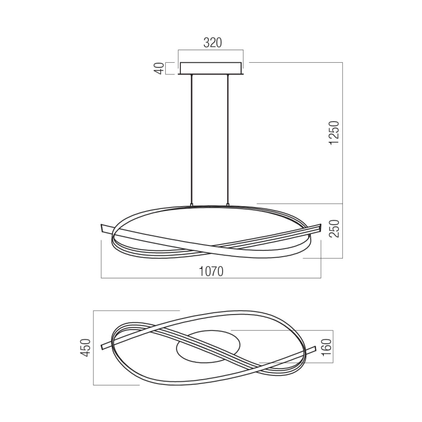 Redo 01-3617 - Ρυθμιζόμενο LED κρεμαστό φωτιστικό σε καλώδιο IMPULS LED/38W/230V μαύρο