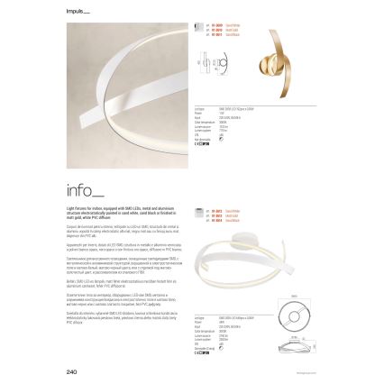 Redo 01-3625 - Επιδαπέδιο LED φωτιστικό IMPULS, ρυθμιζόμενο, 36W/230V, χρυσό