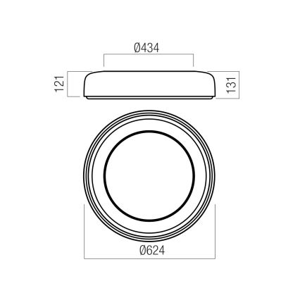 Redo 01-3724 - LED φωτιστικό οροφής DIP LED/40W/230V 2700/3000/4000/5000/6500K CRI 90 Ø 62,4 cm μαύρο