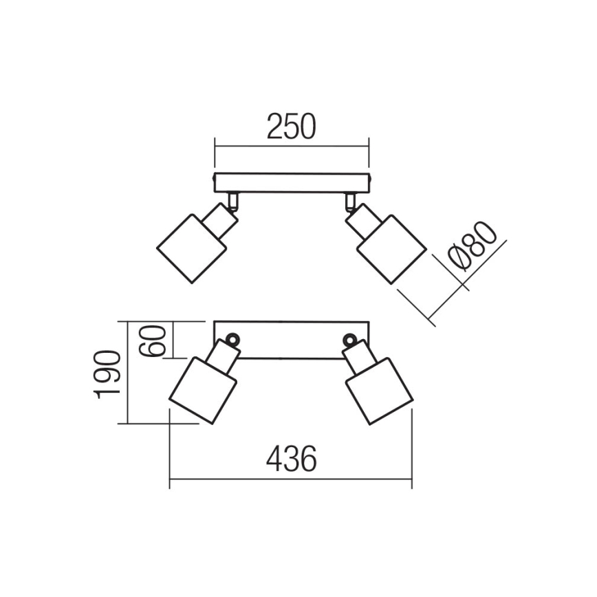 Redo 01-3985 - Φωτιστικό σποτ ROTIS 2xE14/15W/230V