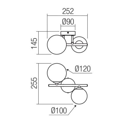 Redo 01-3987 - Πλαφονιέρα οροφής ASTRA 2xG9/8W/230V μαύρο