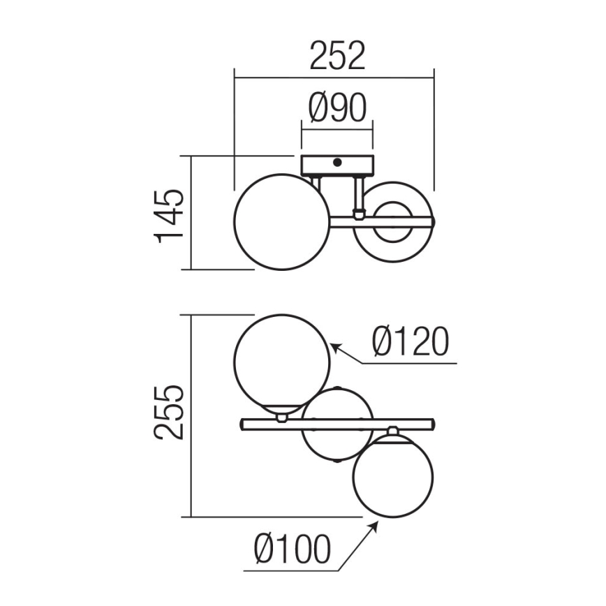 Redo 01-3987 - Πλαφονιέρα οροφής ASTRA 2xG9/8W/230V μαύρο