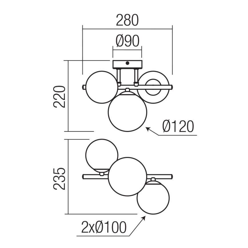 Redo 01-3988 - Πλαφονιέρα οροφής ASTRA 3xG9/8W/230V μαύρο